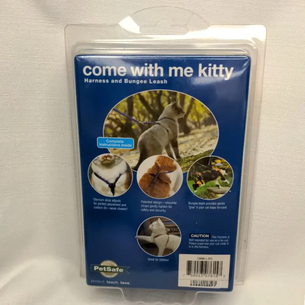 PETSAFE Come With Me Kitty Blue Harness and Bungee Leash Large
